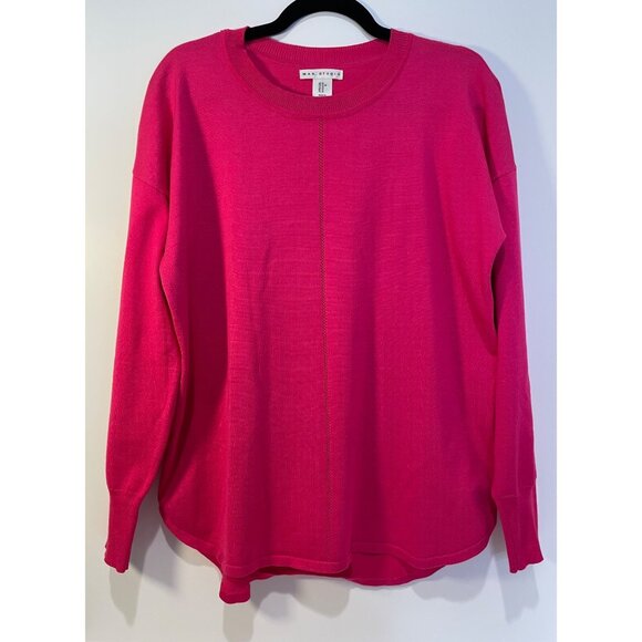 Max Studio Womens Oversized Pink Sweater Size M Preppy Twee Coquette Feminine - Picture 1 of 11
